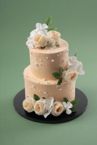 Pearl & Peach Flower Cake