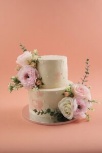 Pearl & Pink Flower Cake