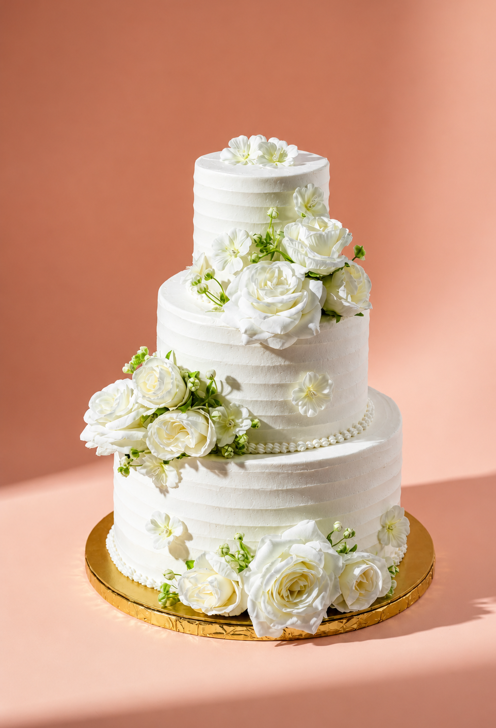 White Roses Flower Cake