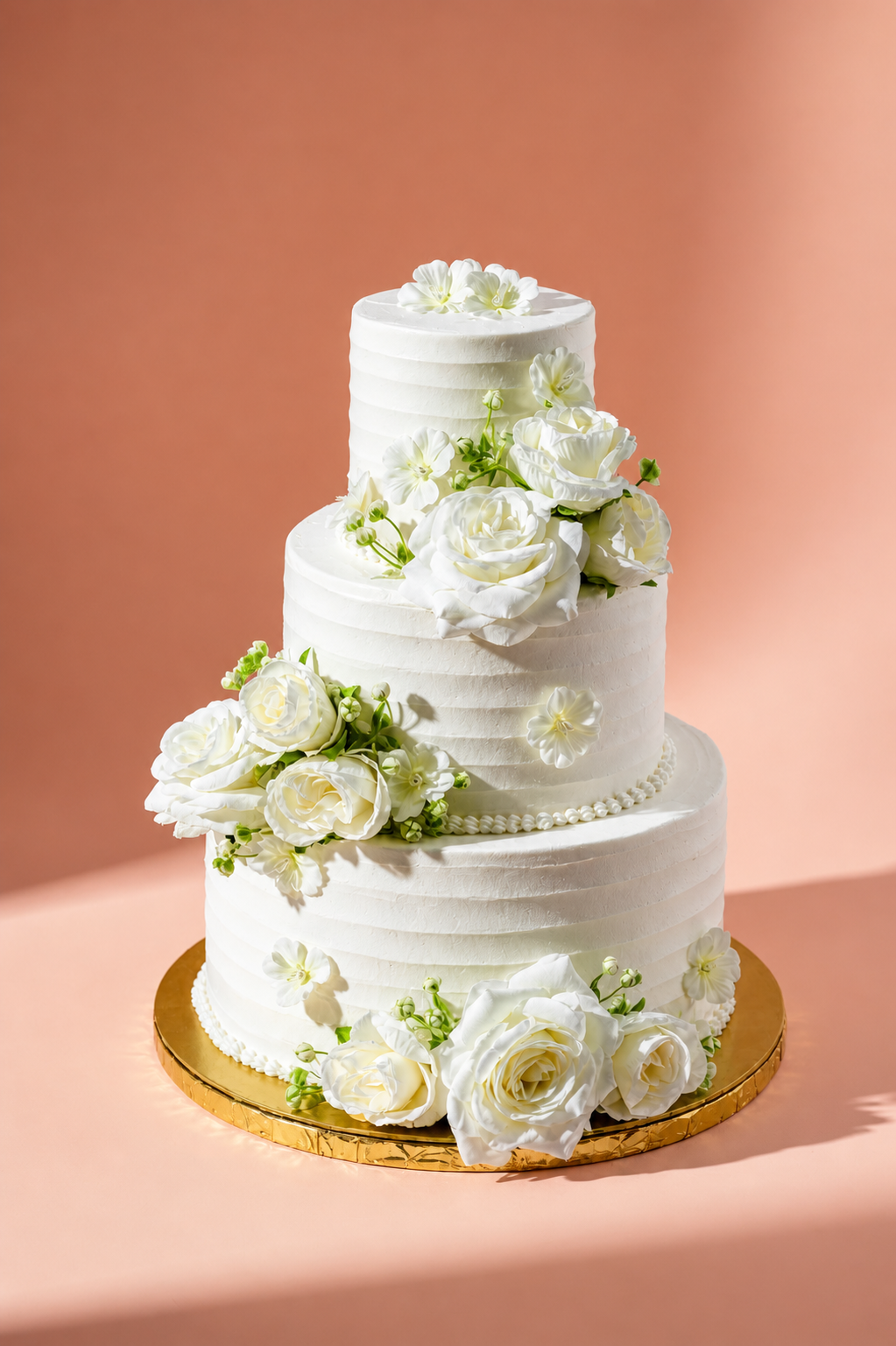 White Roses Flower Cake