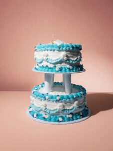 Blue Flower & Vintage Cake (with cake pole)