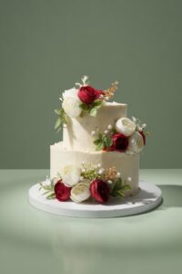 White & Red Flower Cake